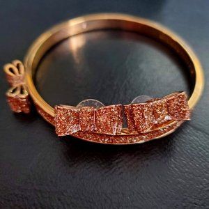 NWOT Kate Spade Rose Gold Bow Bangle and Earrings